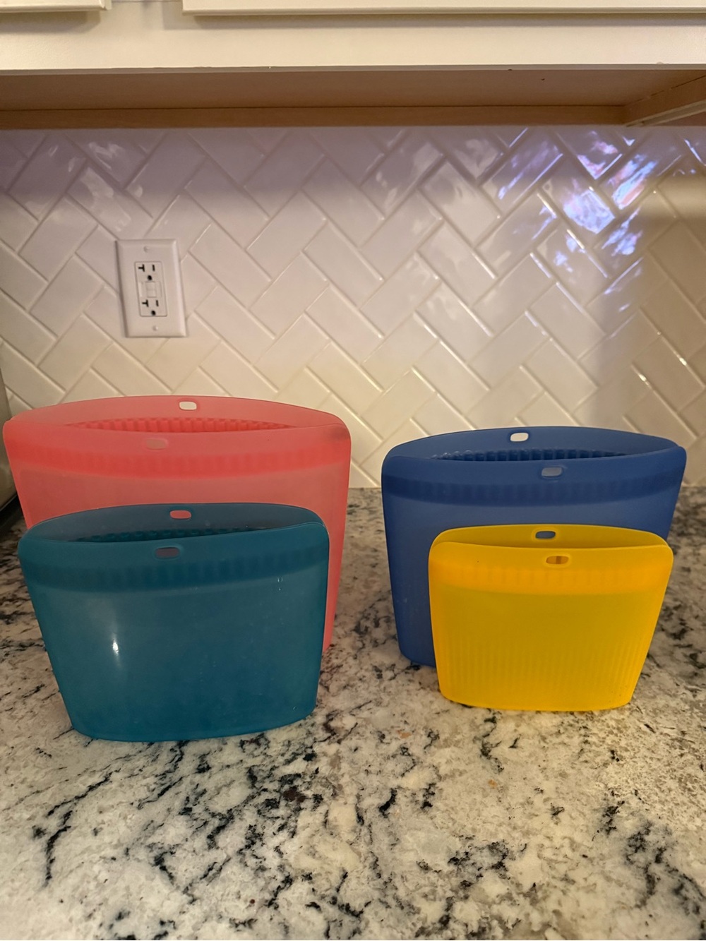 Silicone Kitchen Accessories Set - Pink, Teal, Blue, Yellow by Tupperware